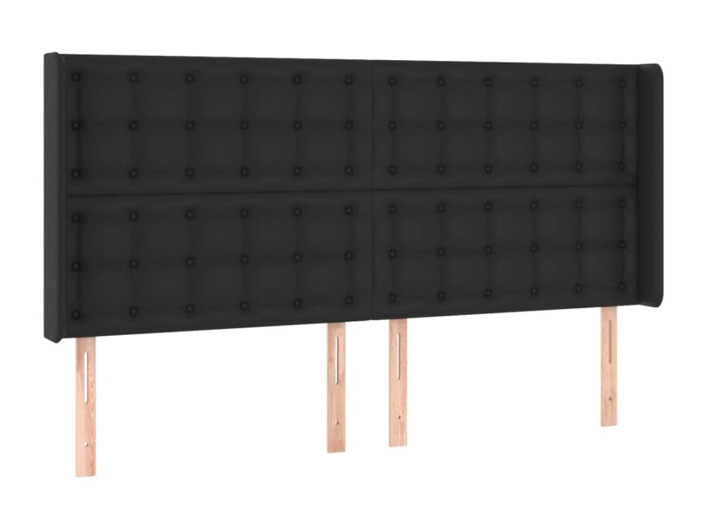 Black Faux Leather Bed, 183 x 16 x 118 cm