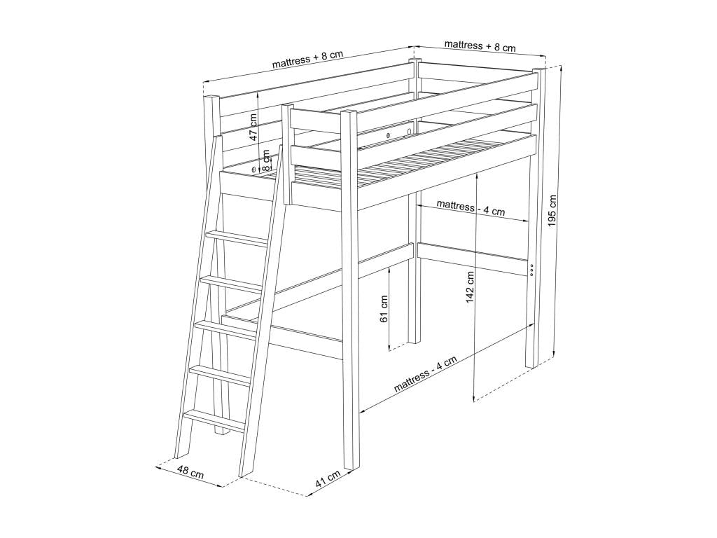 White Oak Wood Bed, 100 x 190 cm
