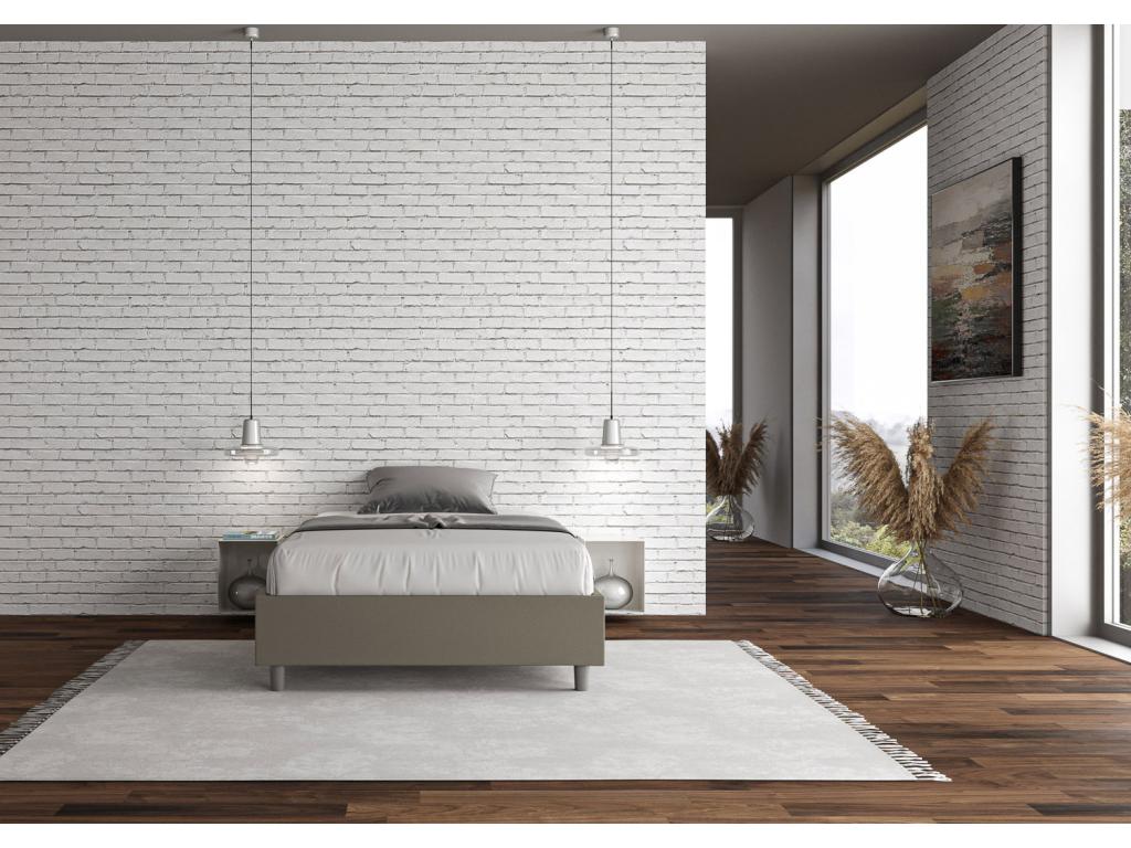 Brown Faux Leather Bed Frame, 120 x 210 cm