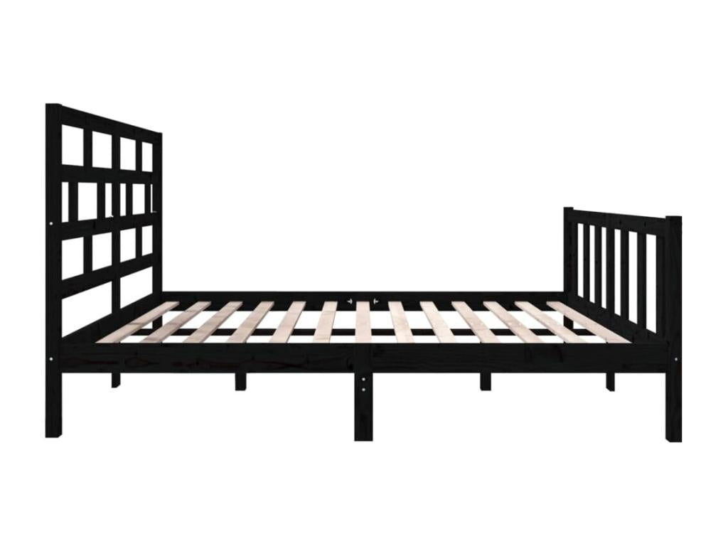 Black Pine Wood Bed Frame, 135 x 190 cm