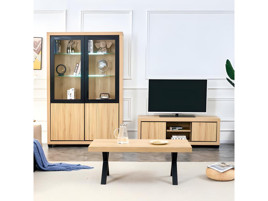 Brown Oak Wood TV Stand