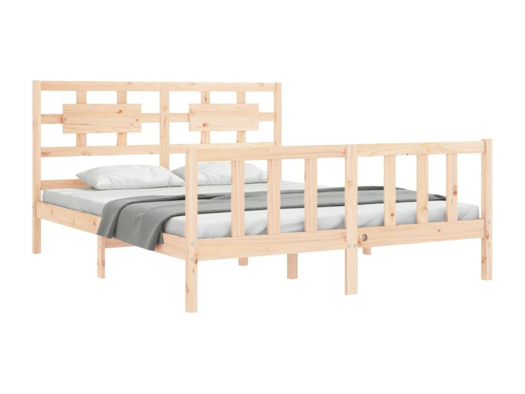 Brown Solid Wood Bed Frame