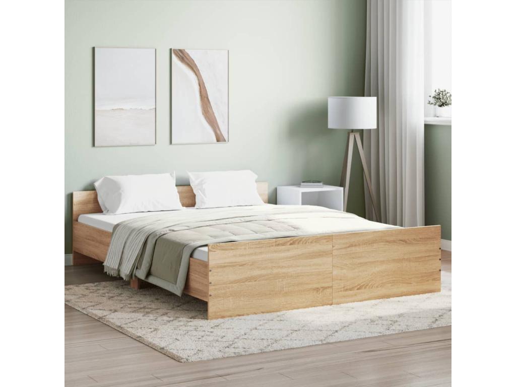 Natural Oak Wood Bed Frame, 160 x 200 cm