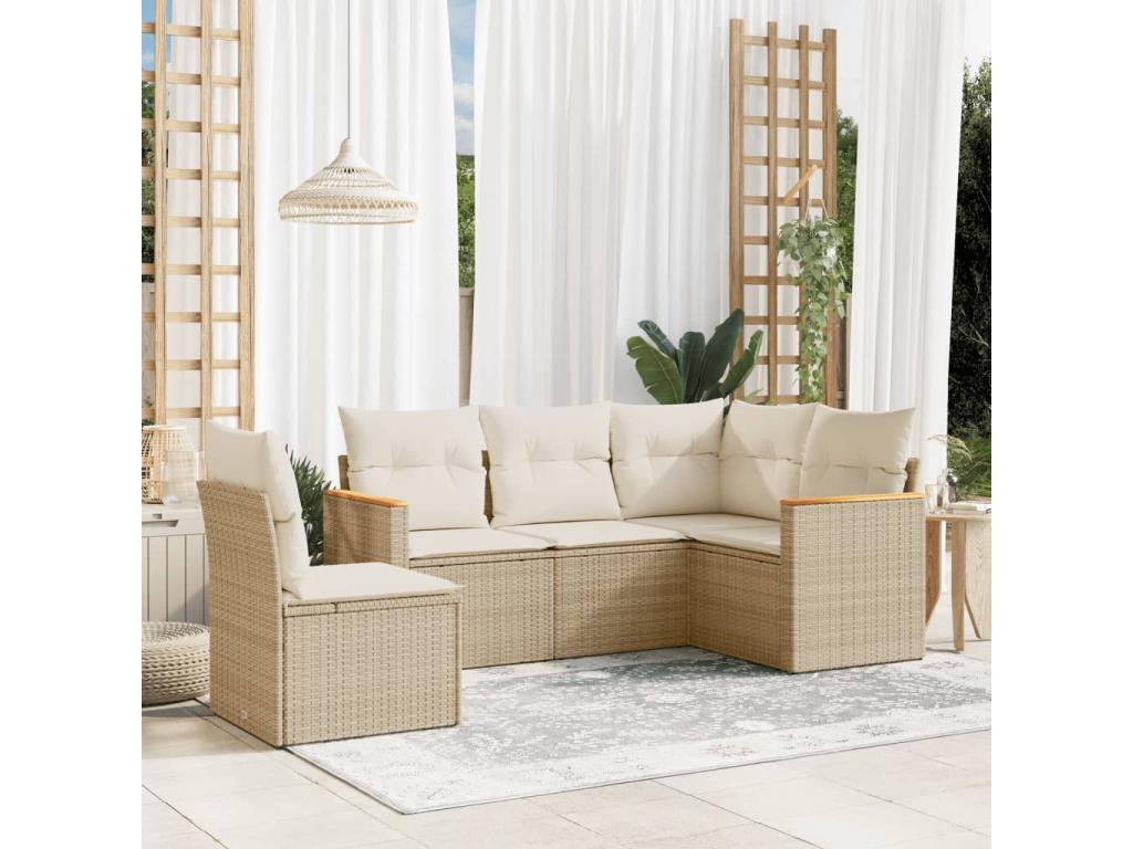 Beige Woven Resin Wicker Outdoor Furniture Set - dlz1766580896105
