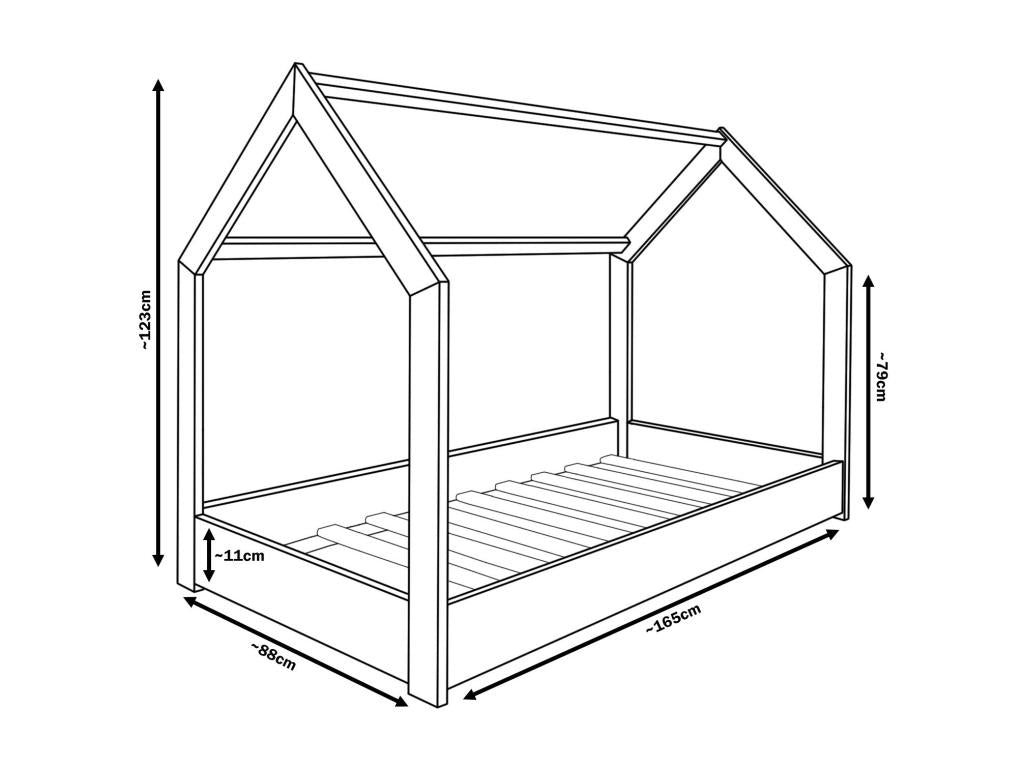 White Bed, 160 x 80 cm