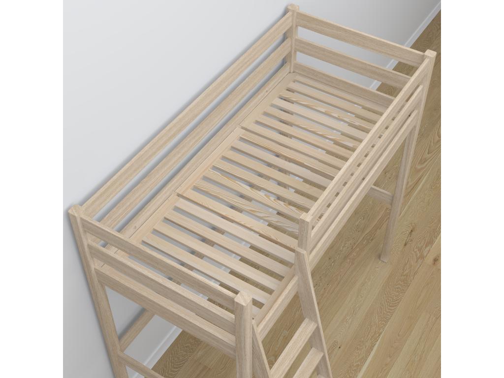 Beige Oak Wood Bed, 100 x 200 cm