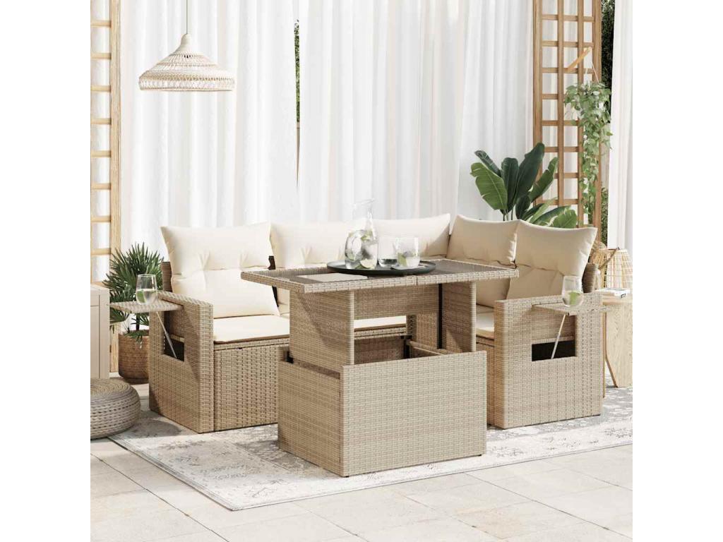 Beige Woven Resin Wicker Outdoor Furniture Set - dlz1766580708170