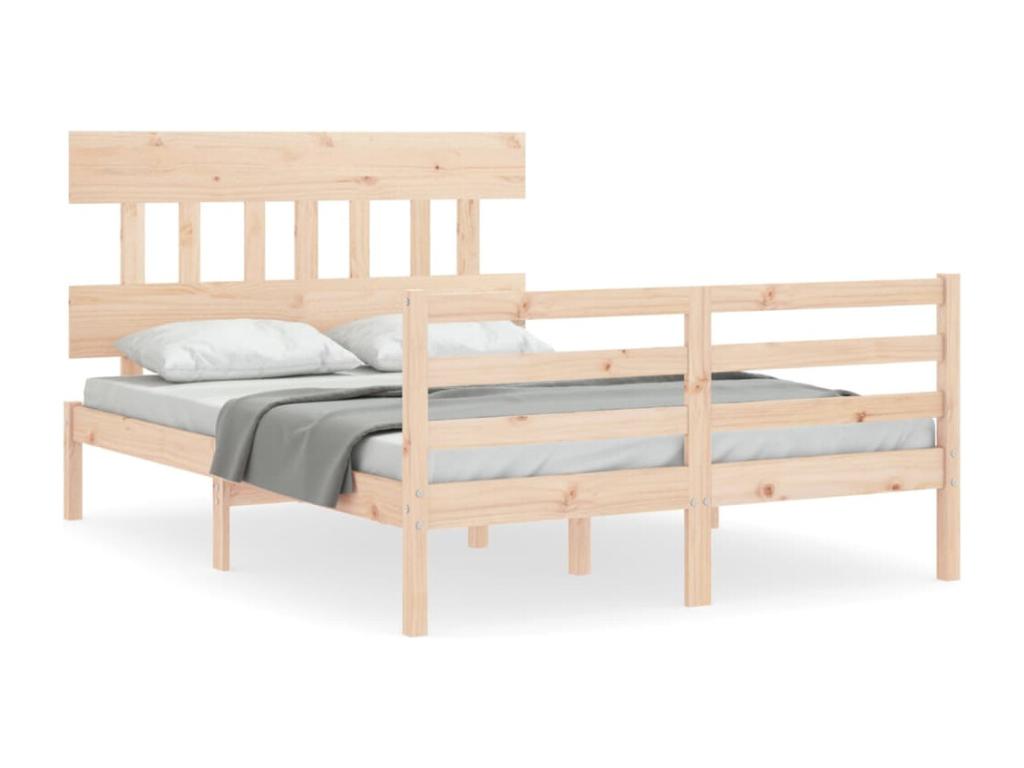 Brown Solid Wood Bed Frame, 140 x 190 cm