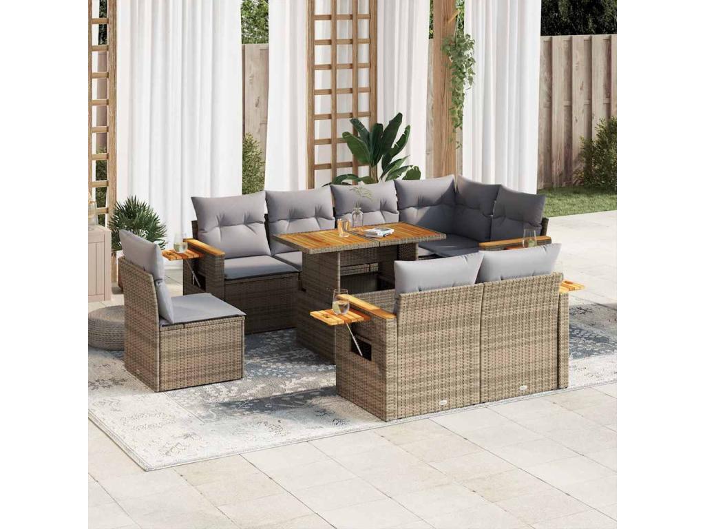 Beige Woven Resin Wicker Outdoor Furniture Set - dlz1766580824032