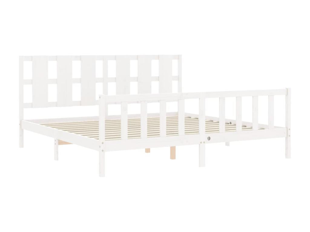 White Solid Wood Bed Frame, 180 x 200 cm - dlz1766580810100