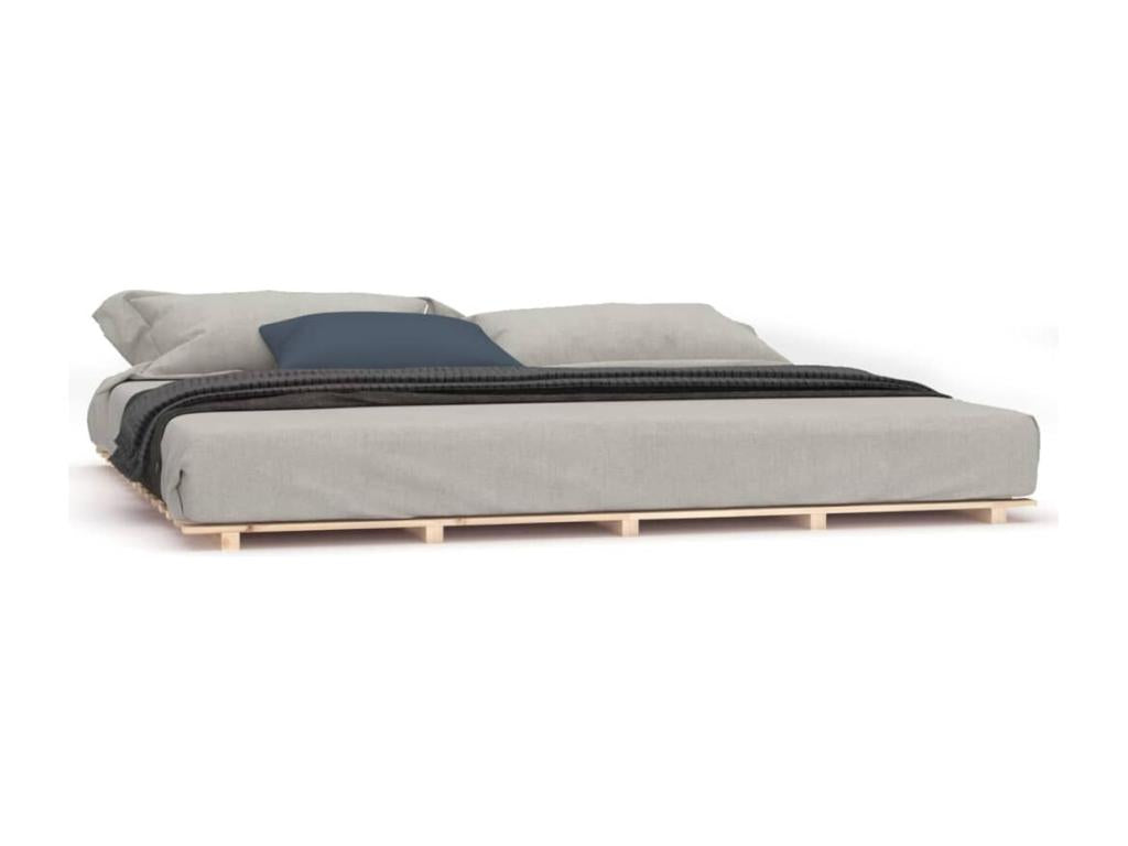 Brown Pine Wood Bed Frame, 180 x 200 cm