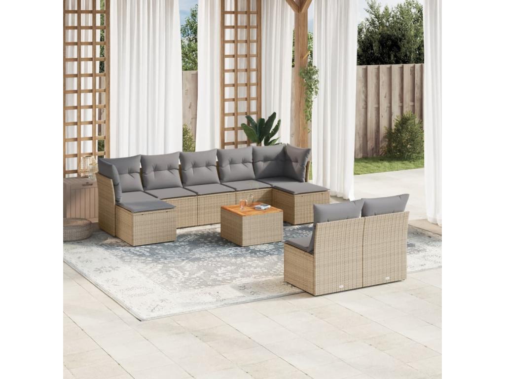 Beige Woven Resin Wicker Outdoor Furniture Set - dlz1766580758756