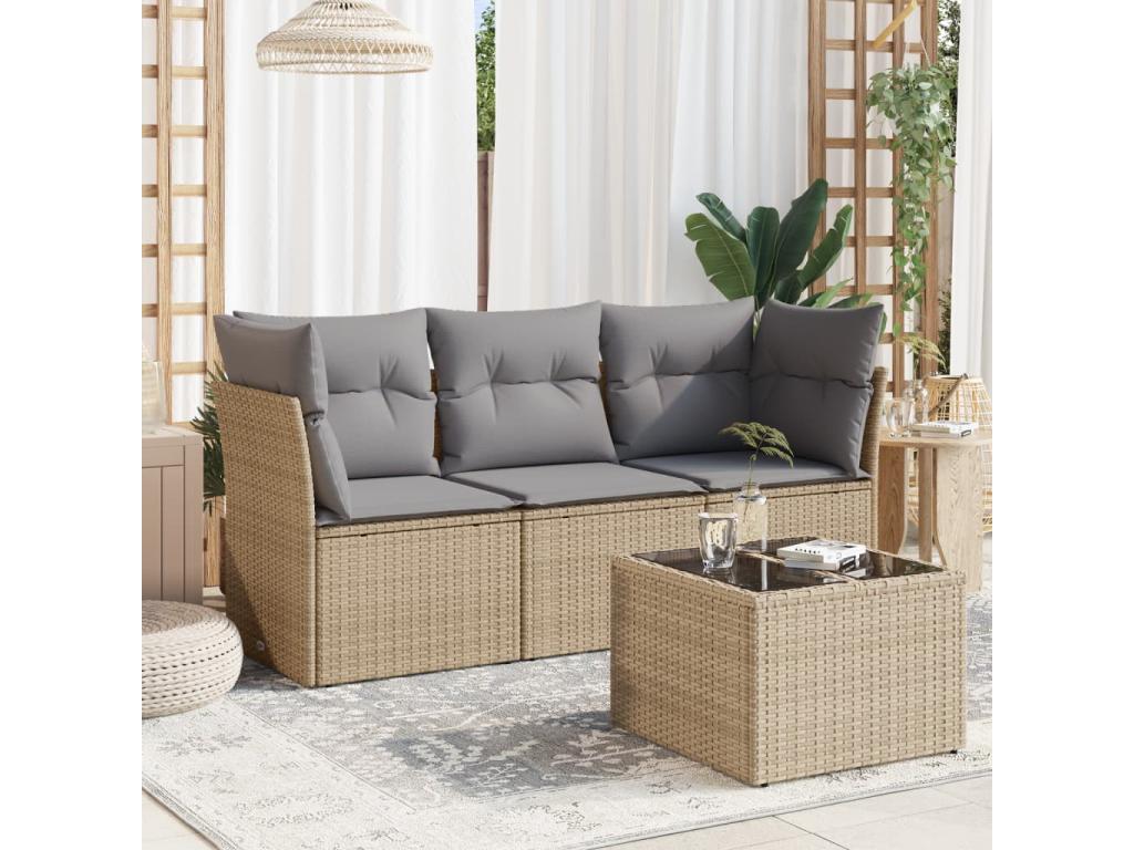 Beige Woven Resin Wicker Outdoor Furniture Set - dlz1766580791543