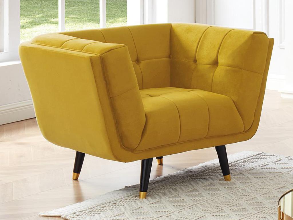 Yellow Velvet Accent Chair
