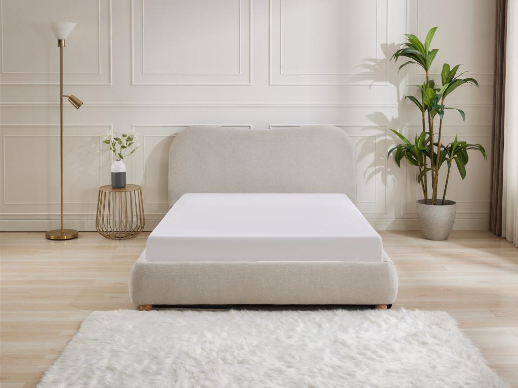 Beige Fabric Bed, 160 x 200 cm