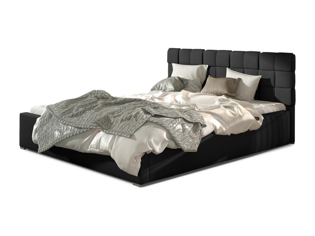 Black Leather Bed, 160 x 200 cm