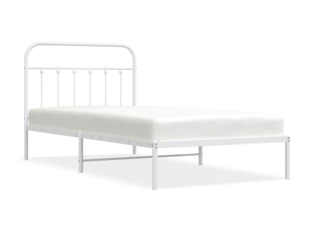 White Metal Bed Frame, 107 x 203 cm