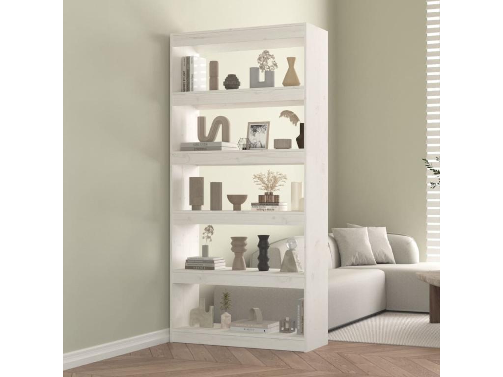 White Pine Wood Bookcase, 80 x 30 x 167.4 cm