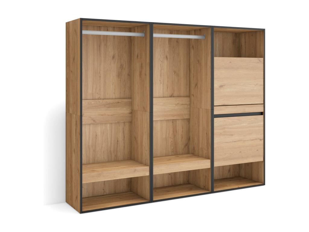 Natural Oak Wood Wardrobe, 180 x 35 x 145 cm