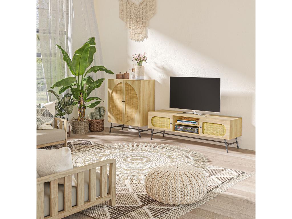 Beige Oak Wood Sideboard