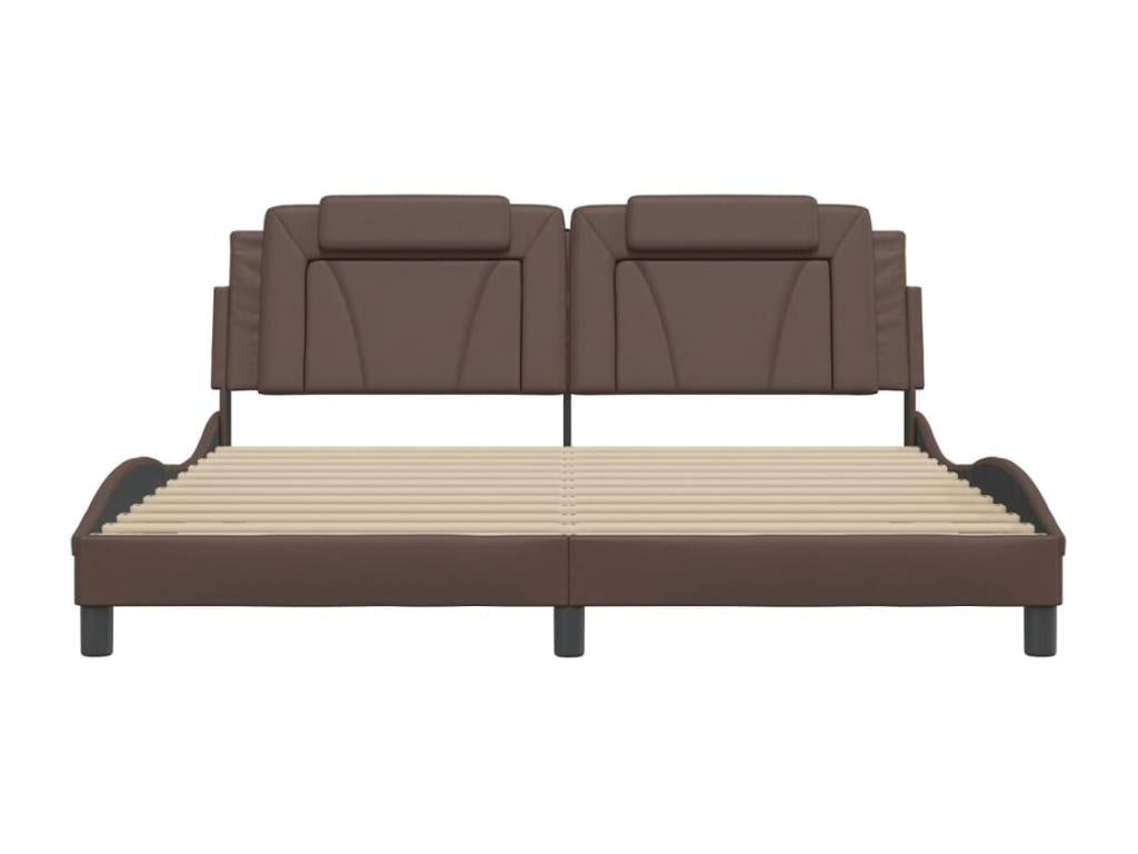 Brown Faux Leather Bed Frame, 180 x 200 cm
