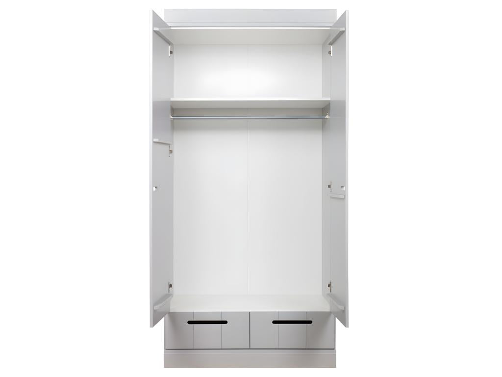 Gray Pine Wood Wardrobe