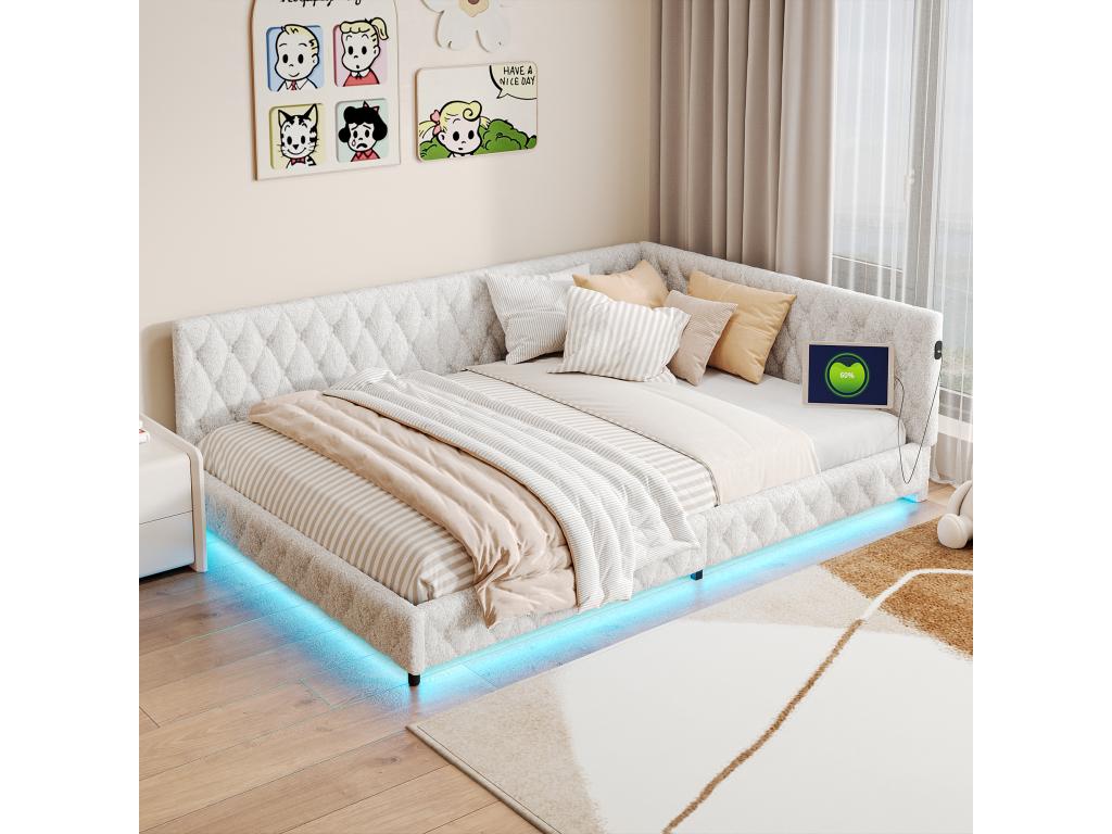 Beige Bed, 140 x 200 cm