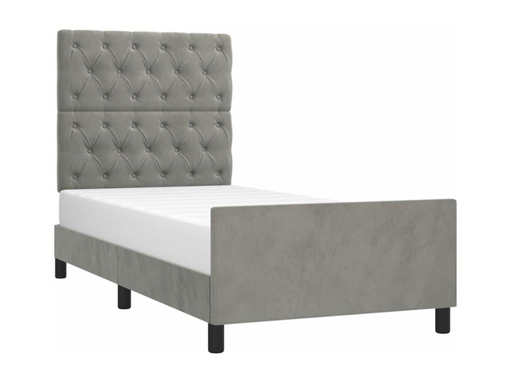 Gray Velvet Bed Frame, 80 x 200 cm
