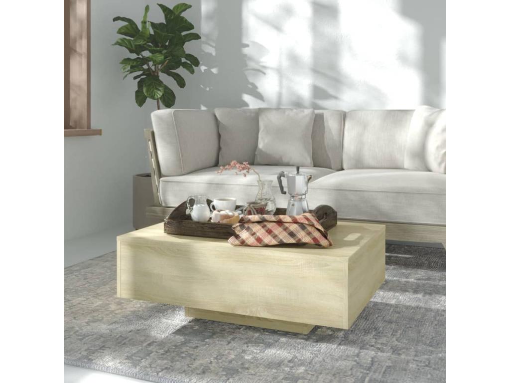 Natural Oak Wood Coffee Table, 85 x 55 x 31 cm