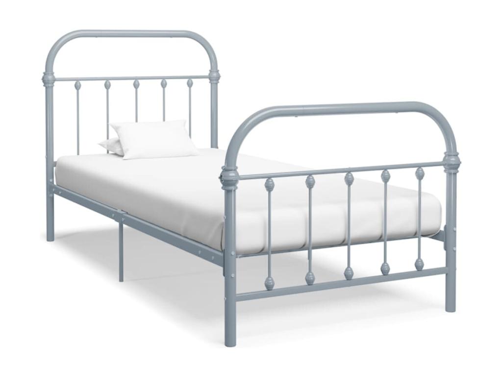 Gray Metal Bed Frame, 90 x 200 cm